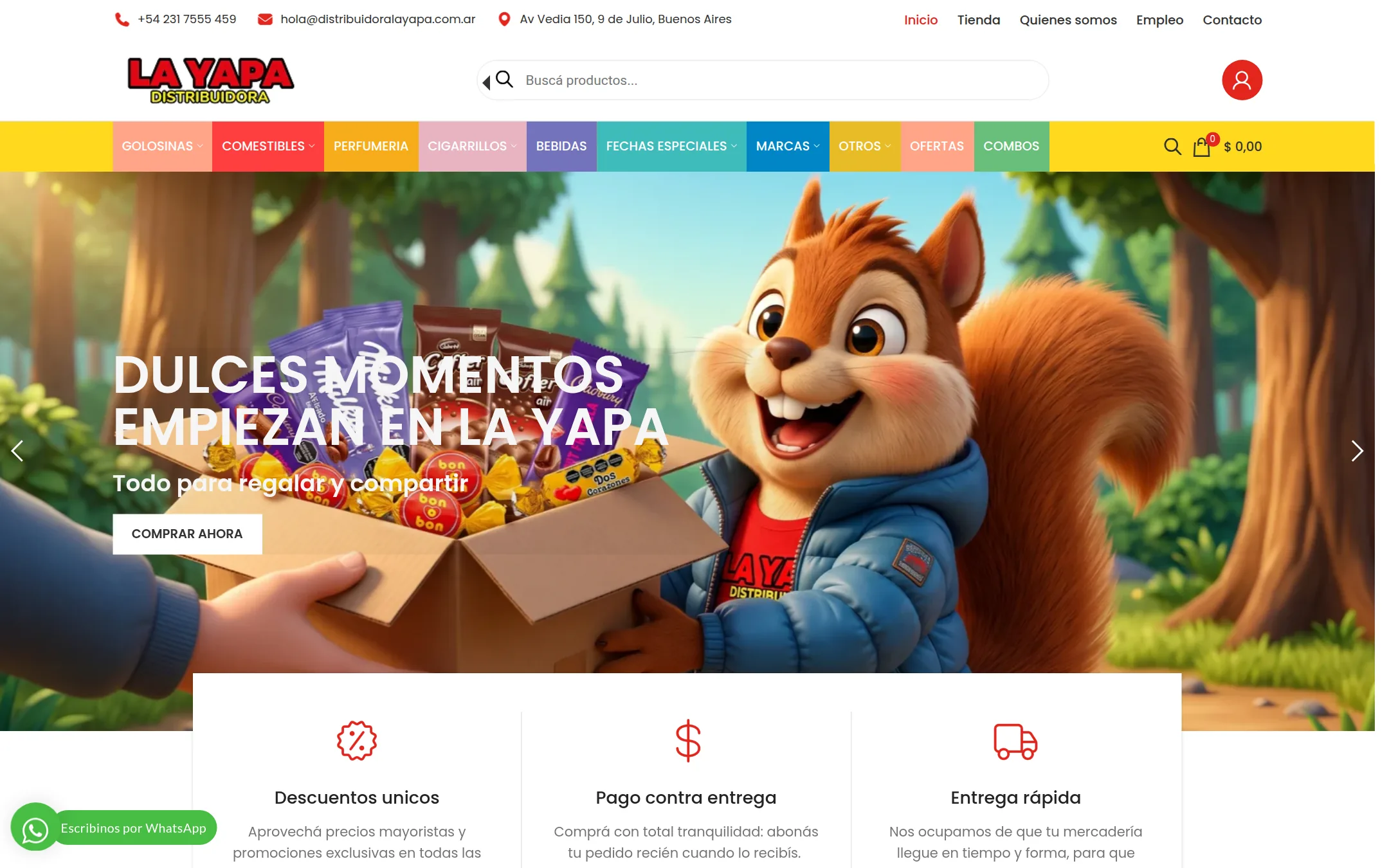 Vista actual del sitio Distribuidora La Yapa