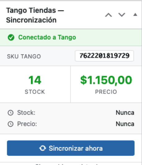 Metabox de sincronización en página de producto de WooCommerce